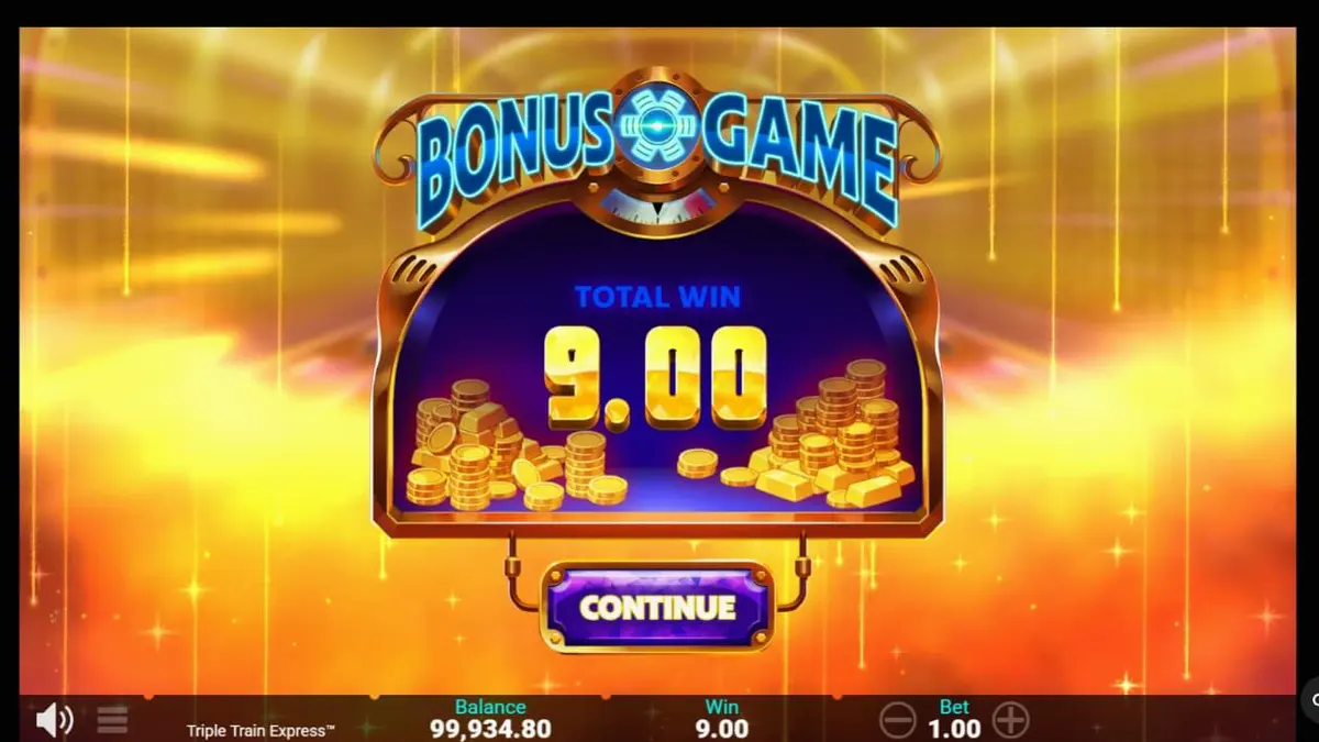 Tampilan visual futuristik dari slot Triple Train Express dengan nuansa neon